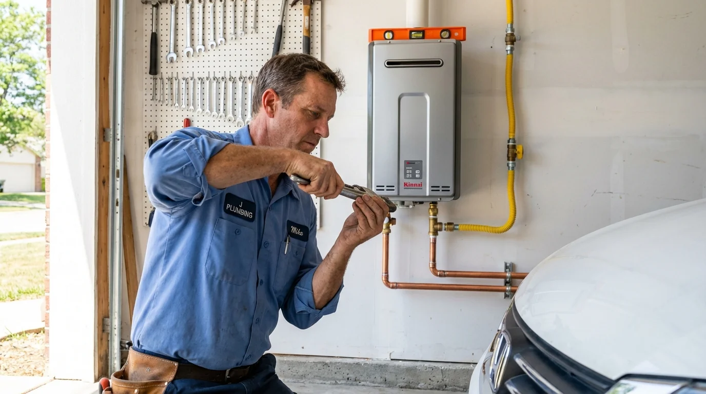 Tankless water heater installation by a Johns Plumbing LLC plumber in Riverside